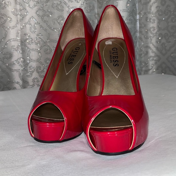 Guess Shoes - Red Patent leather guess peep toe shoes